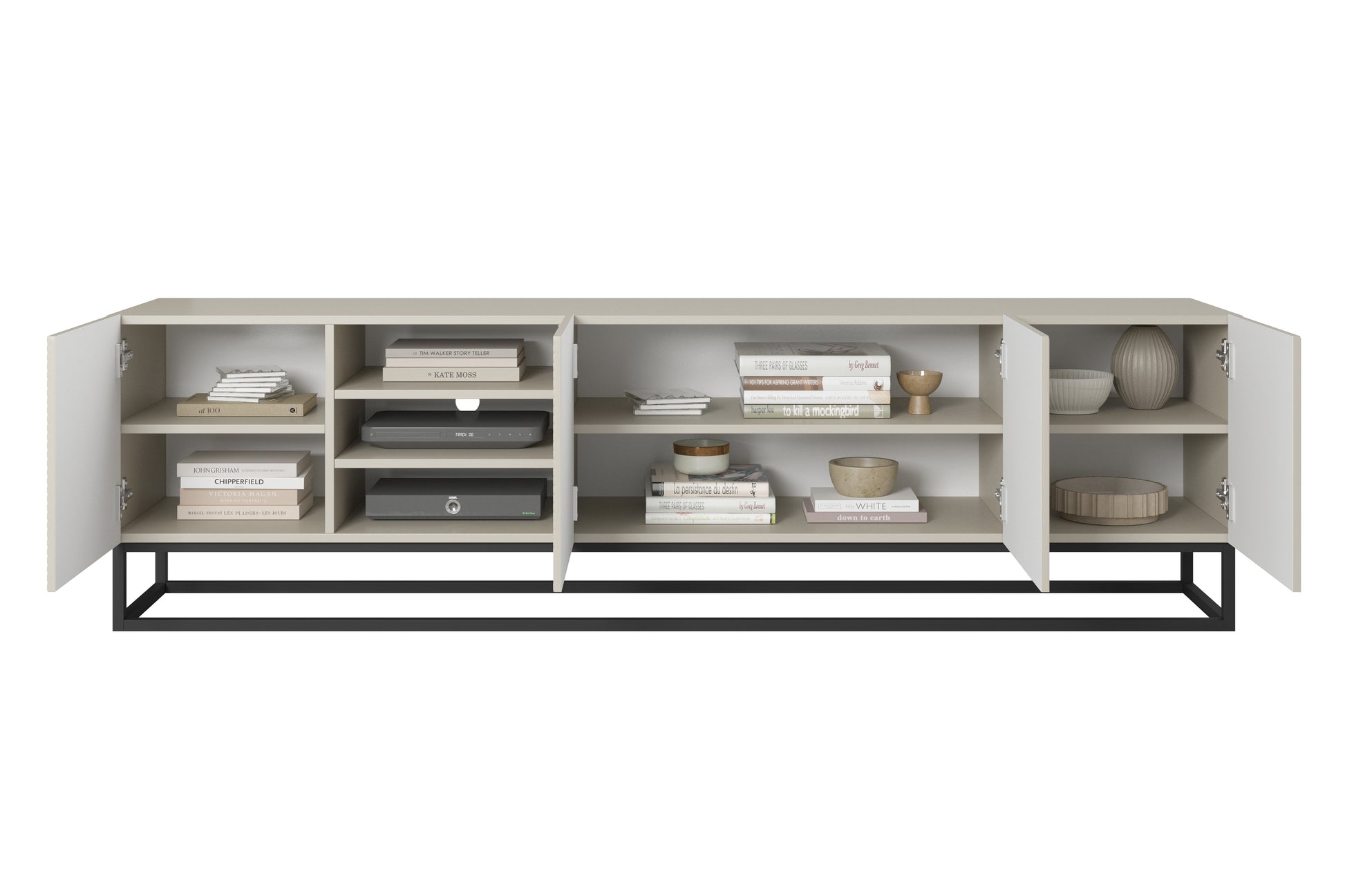 OSLO RTV kumode uz metāla kājām 200/56/40 kašmirs/melns - N1 Home