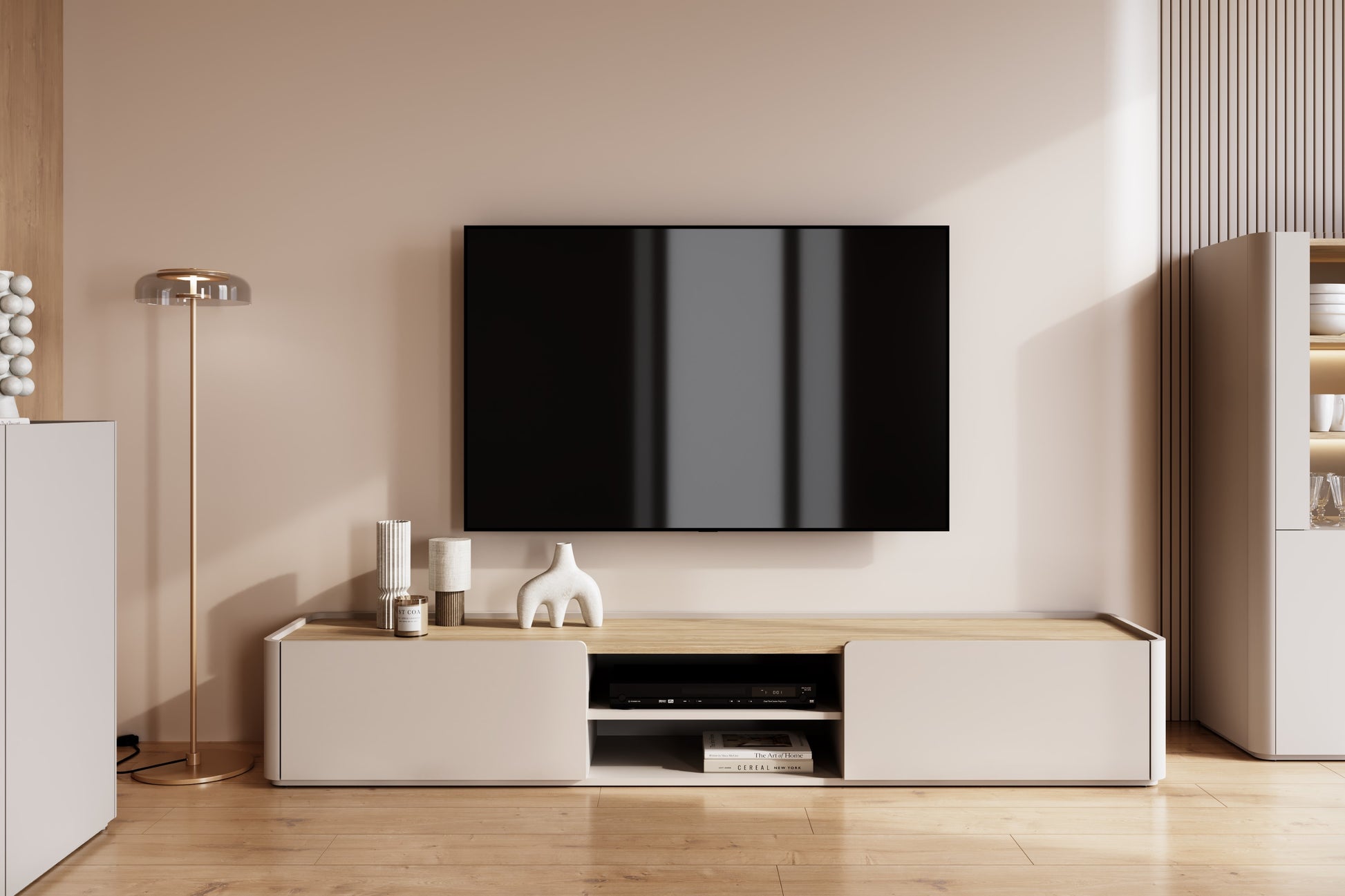 TV skapis Elva 220/35.5/48 Kašmirs / Eļļots ozols - N1 Home