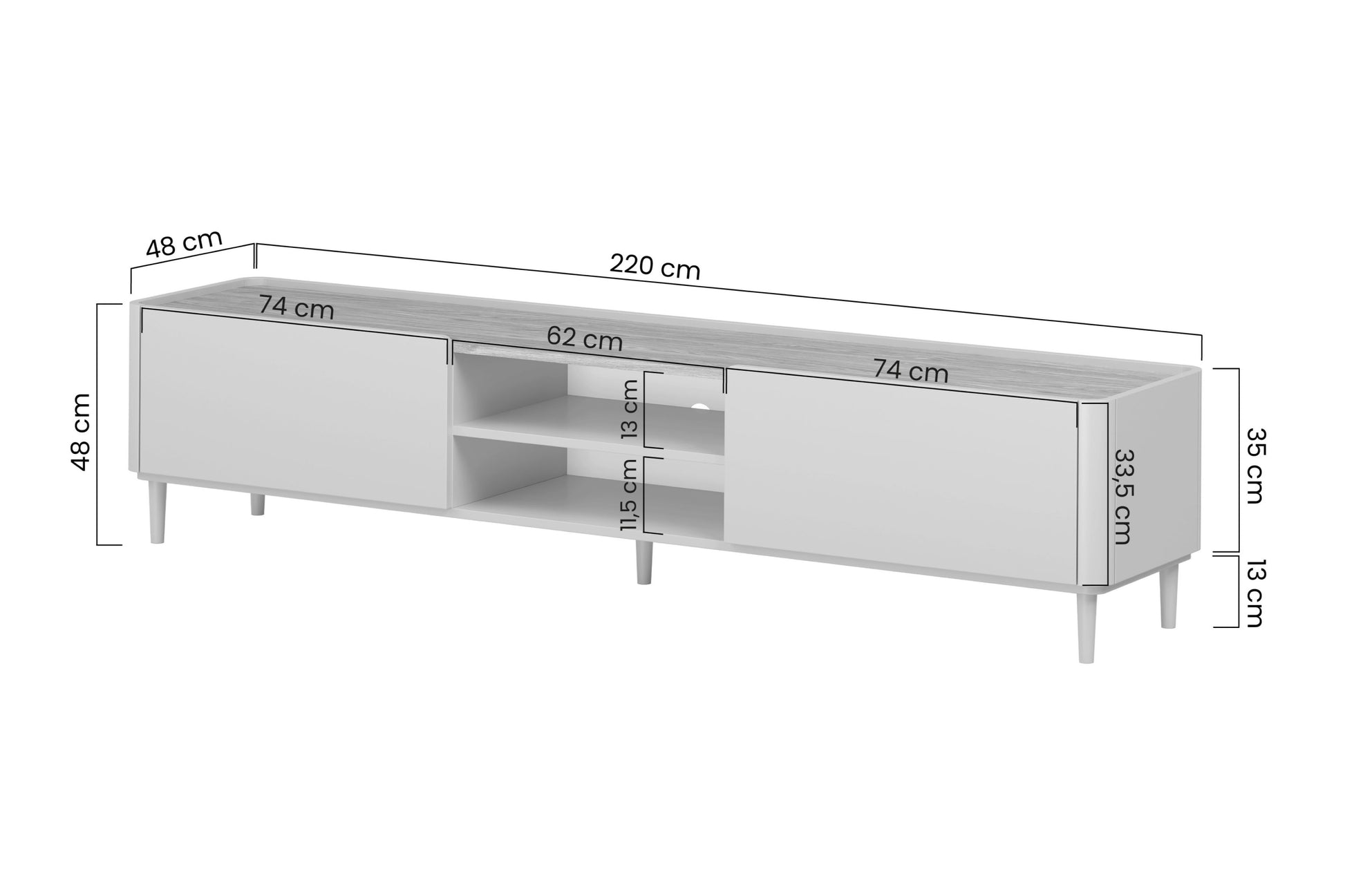 TV skapis Elva 220/48/48 cm Eikalipts / Baltijas kāpu ozols - N1 Home