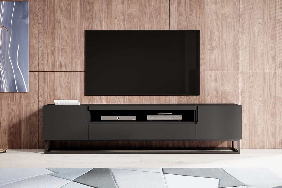TV skapis LOFT uz metāla kājām 200/52/37 cm melns - N1 Home