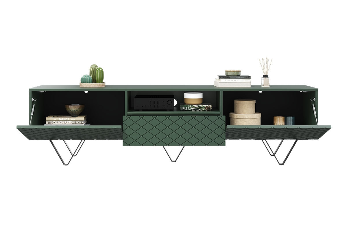 LUKKA RTV kumode 190/51/42  melnas kājas/olives - N1 Home