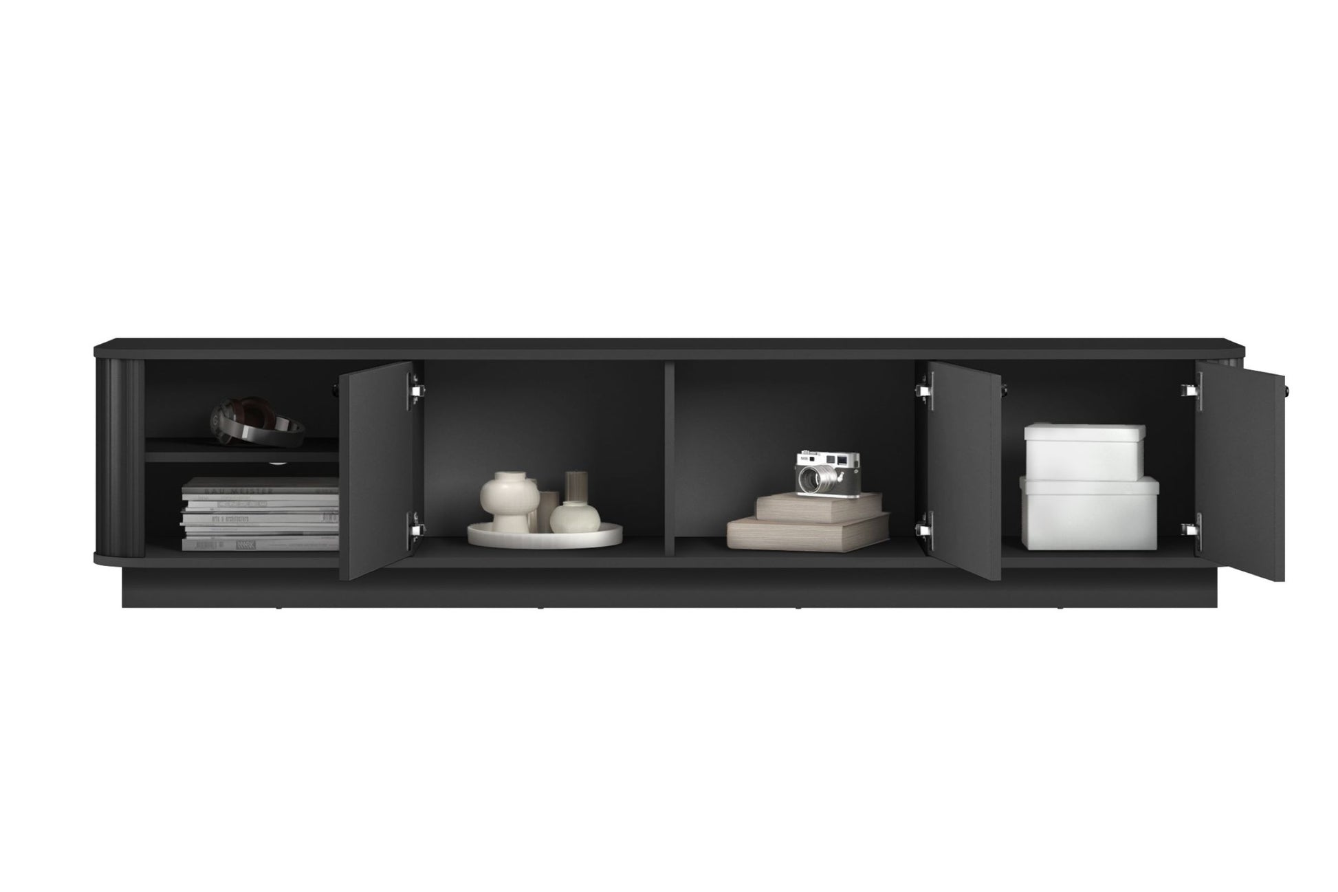 TV skapis Vespa 187/43/38 cm melns/melns - N1 Home