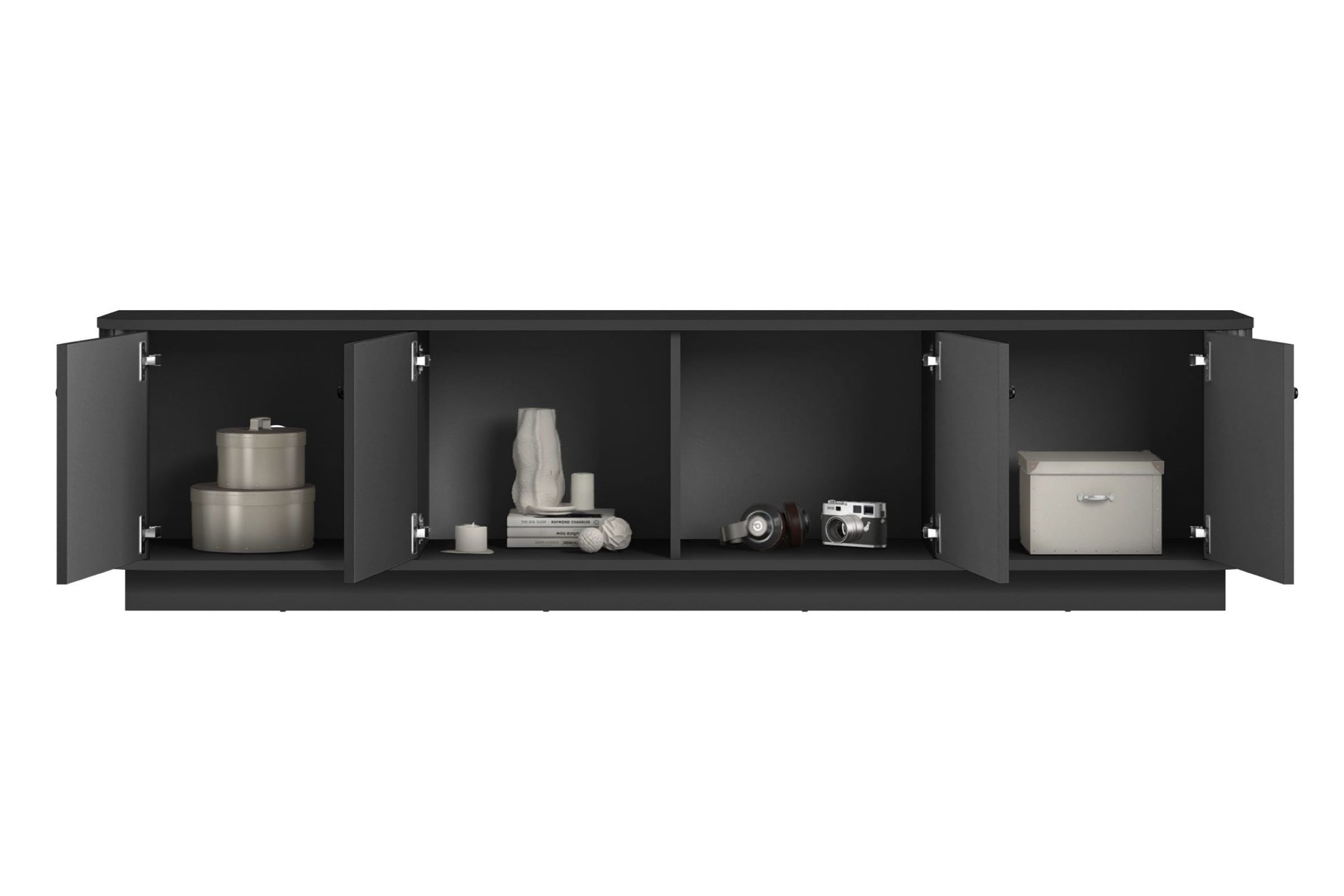 TV skapis Vespa 187/43/38 cm melns/melns - N1 Home