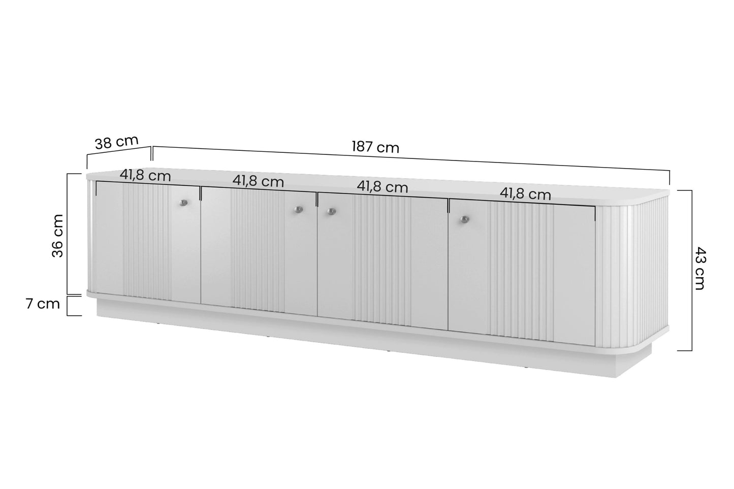 TV skapis Vespa 187/43/38 cm melns/melns - N1 Home