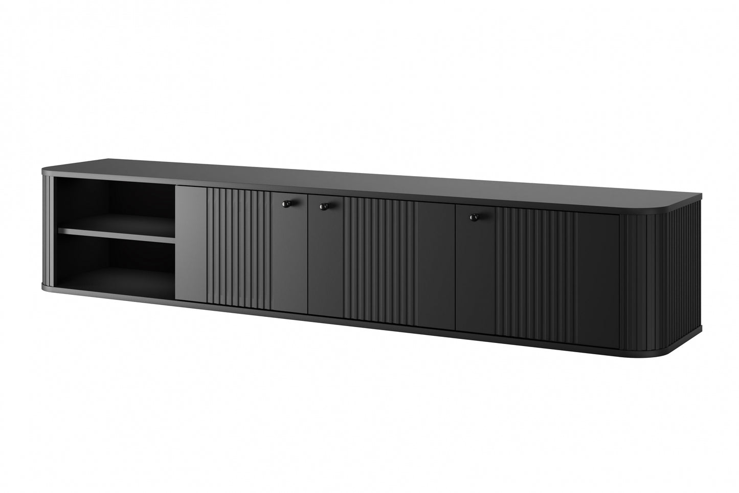 TV skapis Vespa  187/36/38 cm melns/melns - N1 Home