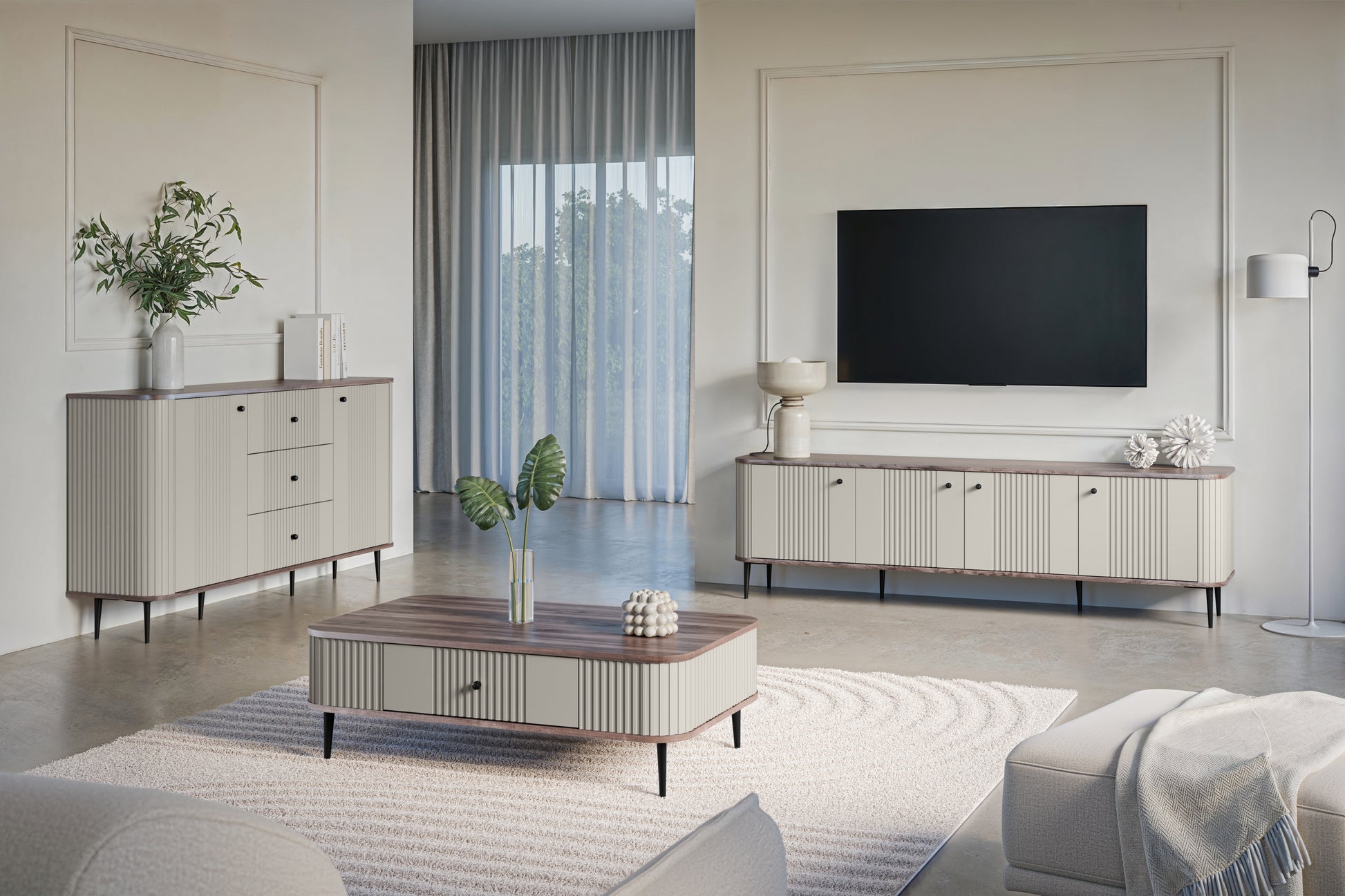 TV skapis Vespa 187/51/38 cm kašmirs/rieksts/ - N1 Home