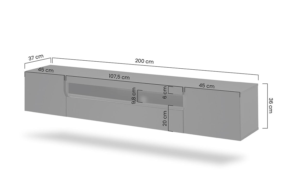 TV skapis LOFT 200/36/37 cm melns/dabīgs - N1 Home