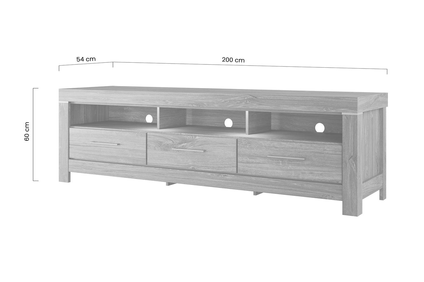 TV skapis ar atvilktnēm Geri 200/60/54 cm rosīgs ozols