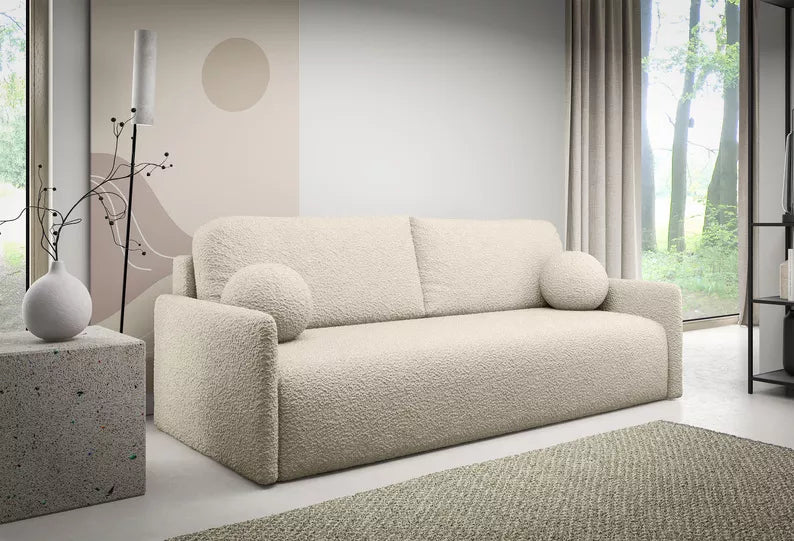 GOVE Dīvāns-gulta ar glabātuvii, bēšs boucle - N1 Home