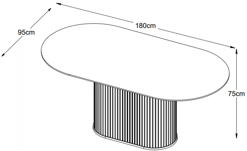 TIVELGA Ovāls galds 95x180 cm, dedzināts ozols - N1 Home