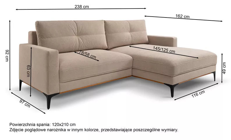 DASSINO L-formas stūra dīvāns ar gulēšanas funkciju ar glabātuvi, melns hidrofobs šenils, kreisa/laba puse