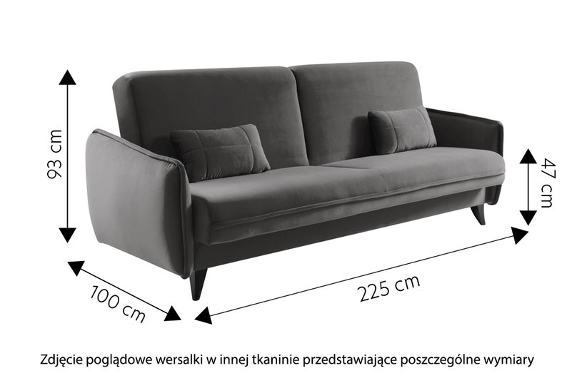 TINOCAN Izvelkamais dīvāns, 222 cm, ar vietu uzglabāšanai, pelēks samts - N1 Home