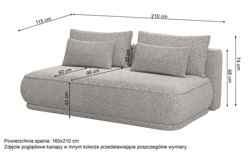 LEA Trīsvietīgs dīvāns ar glabātuvi, gaiši smilškrāsas bukle - N1 Home