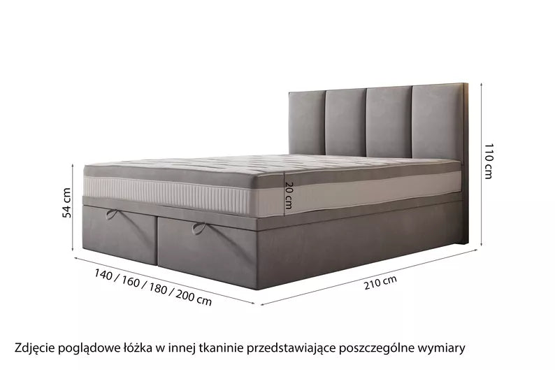 CATALEMER Kontinentālā gulta 140/160/180/200 x200 cm ar konteineriem, pelēks samts