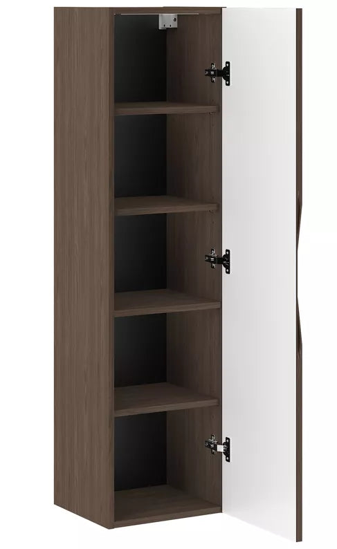 DELLA Vannas istabas skapis, 35 cm, rievotas fasādes, riekstkoks/matēti melns - N1 Home