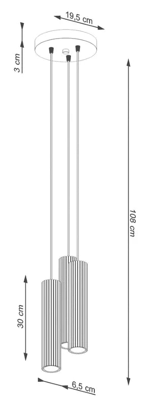BONKAR x3 piekaramā lampa, balta, uz apaļas griestu oderes - N1 Home