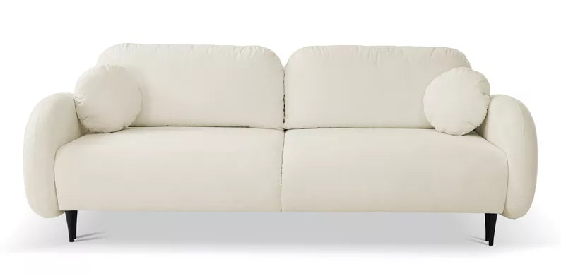 FRABA Izvelkamais dīvāns ar gulēšanas funkciju, veļas konteineru, krēmkrāsas velveta - N1 Home