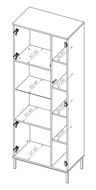 RILAPE Divdurvju vitrīnas skapis 70 cm, balts