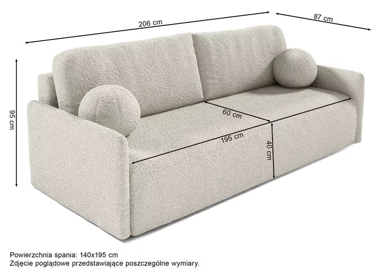 GOVE Dīvāns-gulta ar glabātuvii, bēšs boucle - N1 Home