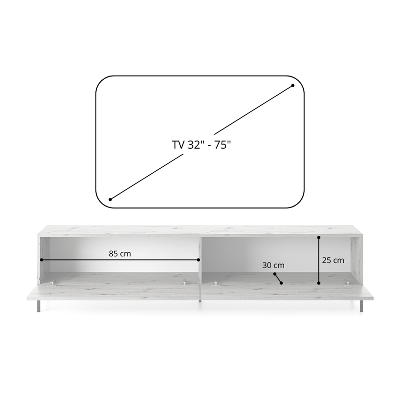 LAMME TV skapis, 175 cm, pelēks bēšs ar zeltainām kājām - N1 Home