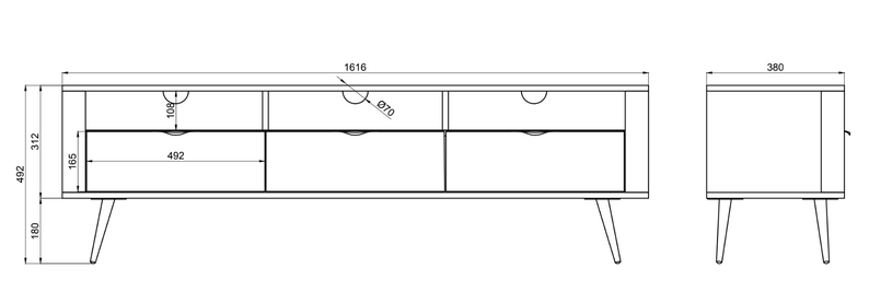 VALO TV skapis 160 cm ar padziļinājumiem, bēšs - N1 Home