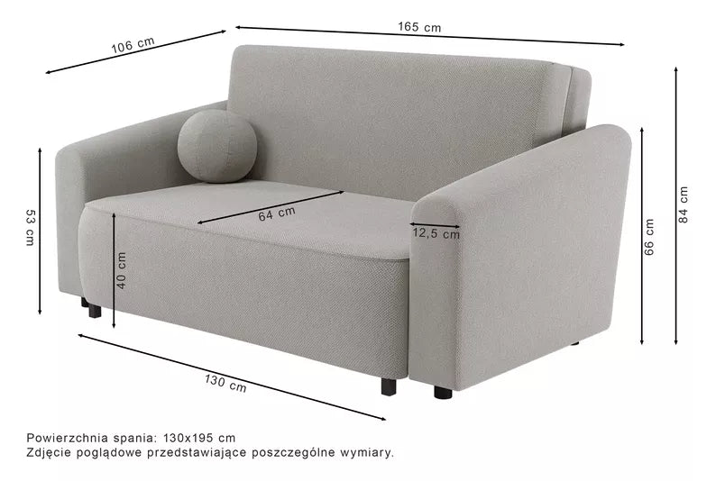 VIOSTE Divvietīgs dīvāns, 130 cm, ar glabātuvi, tumši pelēks hidrofobs šenils