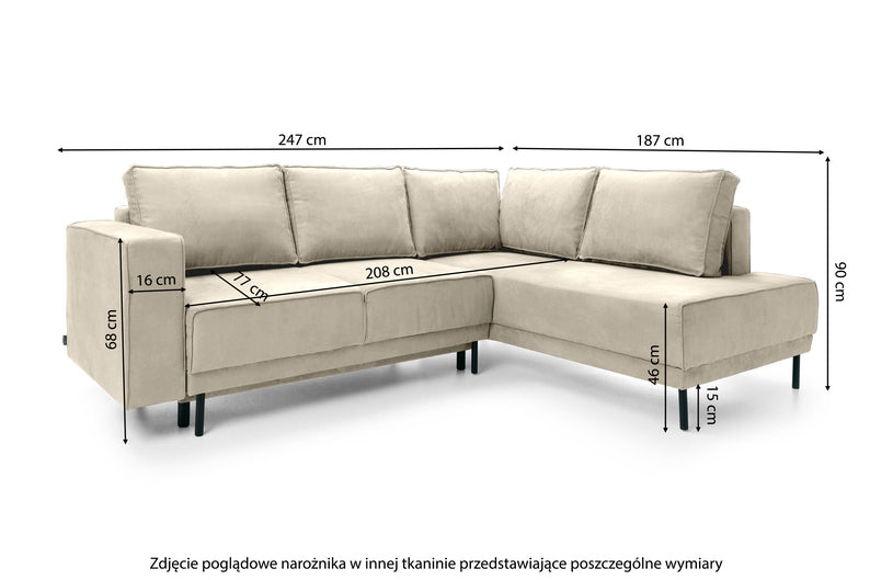 DARO Stūra dīvāns ar guļamfunkciju un konteineri, sinepju velveta, laba/kreisa puse - N1 Home