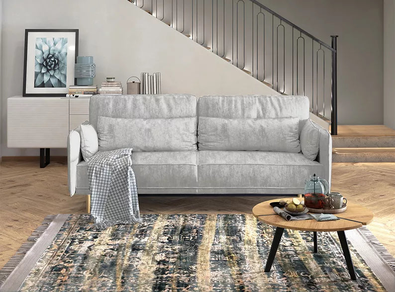 DERSPI Trīsvietīgs pelēks dīvāns no viegli tīrāma auduma - N1 Home