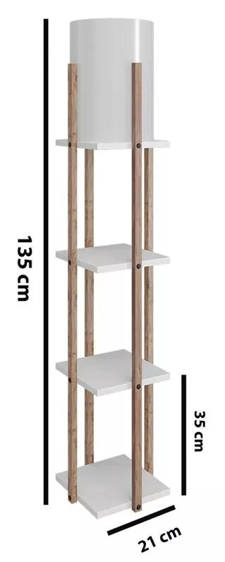 MUKAJO Stāvlampa ar plauktiem, balta