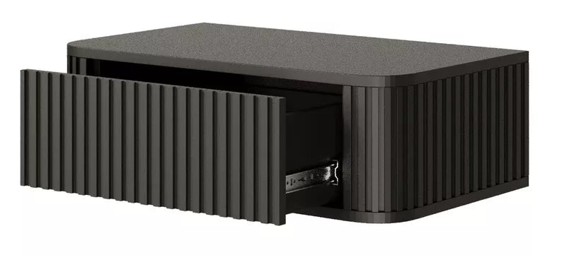 LOVORE Piekarināmais naktsgaldiņš ar rievām un atvilktni, 63 cm, melns - N1 Home