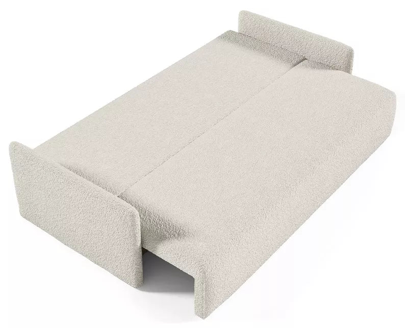 GOVE Dīvāns-gulta ar glabātuvii, krēmkrāsas boucle - N1 Home