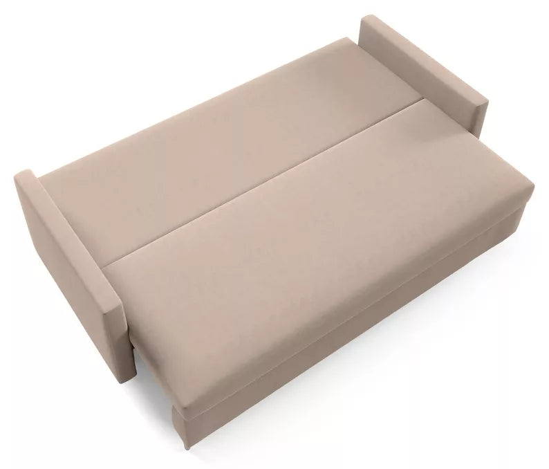 RAZO Dīvāns-gulta ar glabātuvii, pelēks un bēšs samts - N1 Home