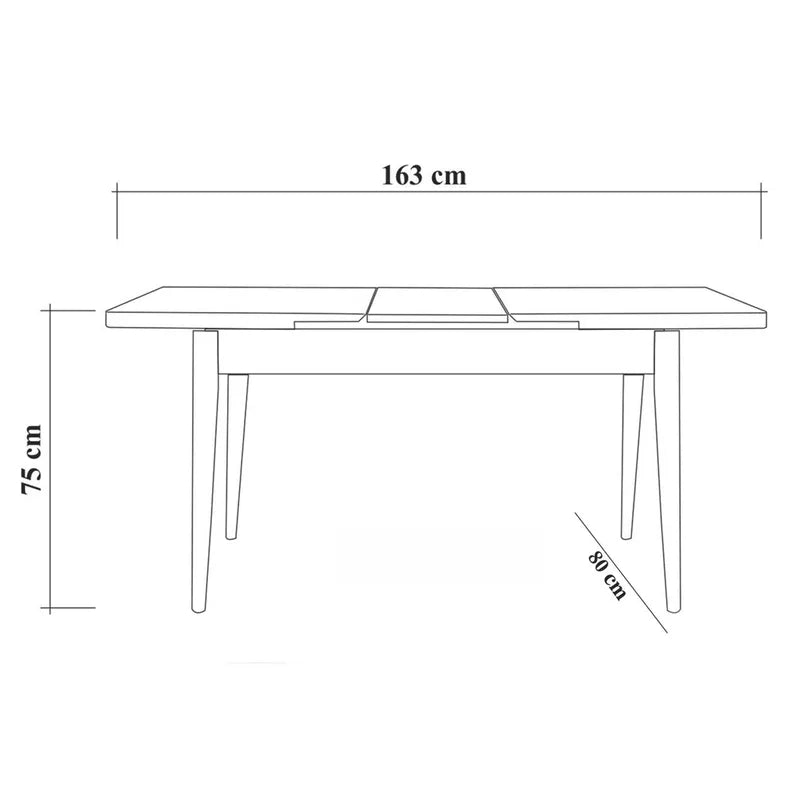 ELIO Pusdienu galds 129-163x80 cm, balts