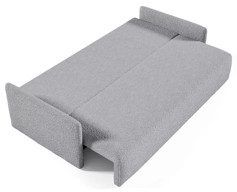 GOVE Dīvāns-gulta ar glabātuvii, pelēka boucle - N1 Home