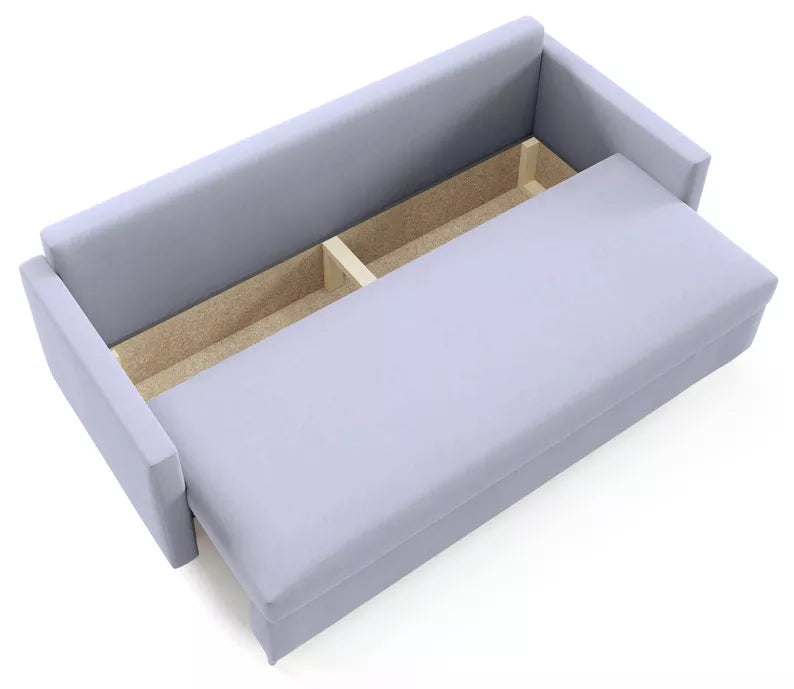 RAZO Dīvāns-gulta ar glabātuvii, gaiši pelēks samts - N1 Home