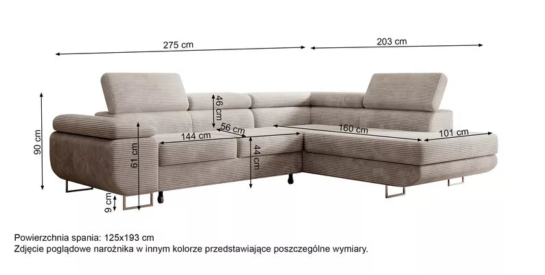 VILSTEV L-formas stūra dīvāns ar gulēšanas funkciju, ar konteineru, pelēks viegli tīrāms samts, kreisa/laba puse