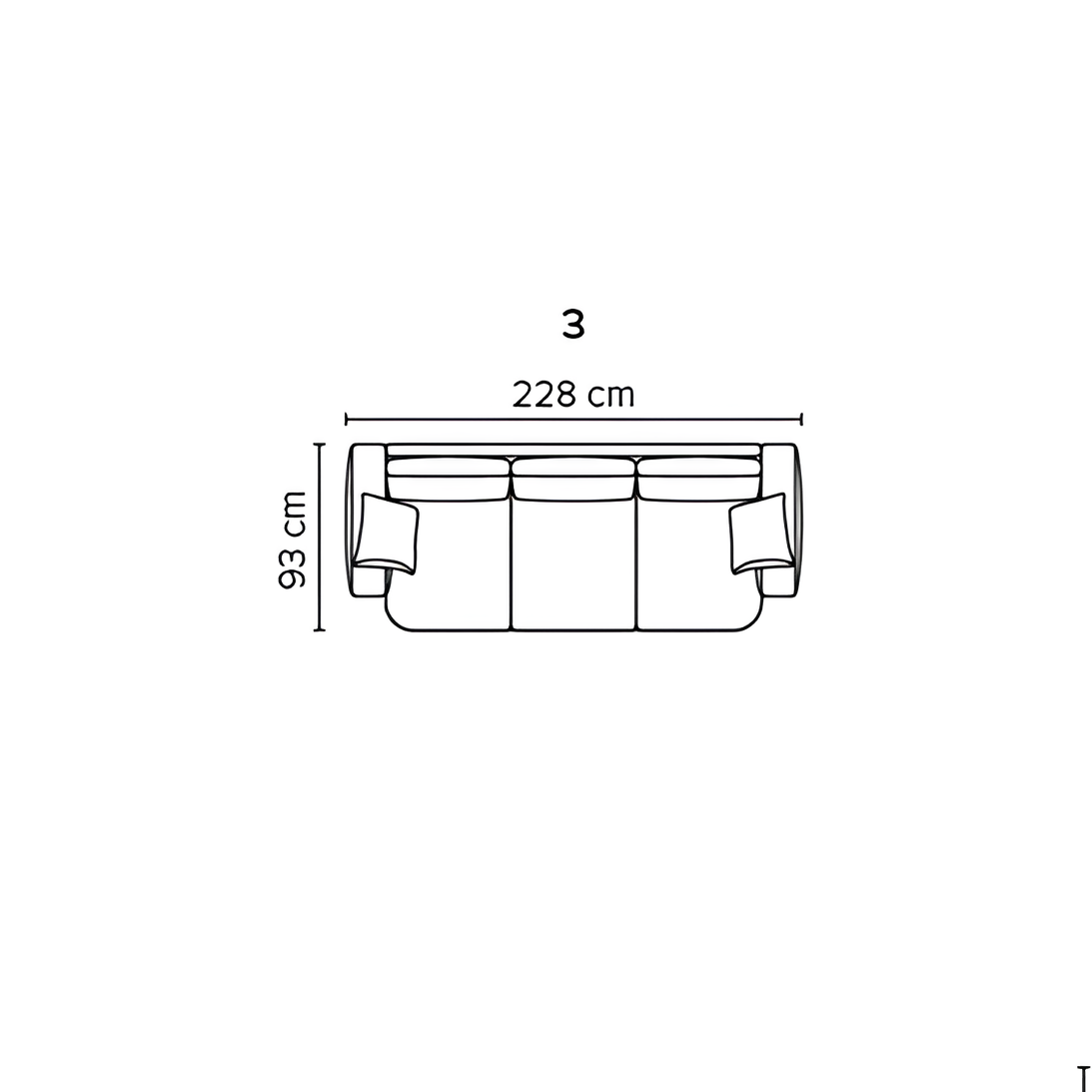 Dīvāns Auras 3 87/228/93 cm Modis 2980 - N1 Home