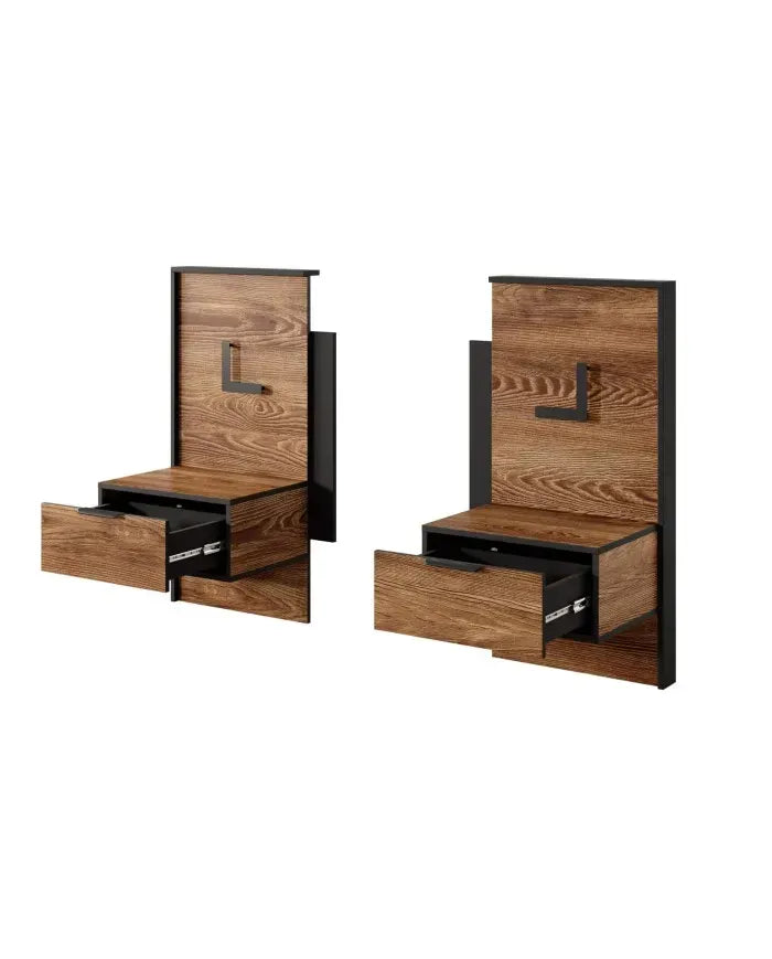 Naktsskapitis Milts (2) 48/102/39 cm kastaņkrāsas/antracīts - N1 Home