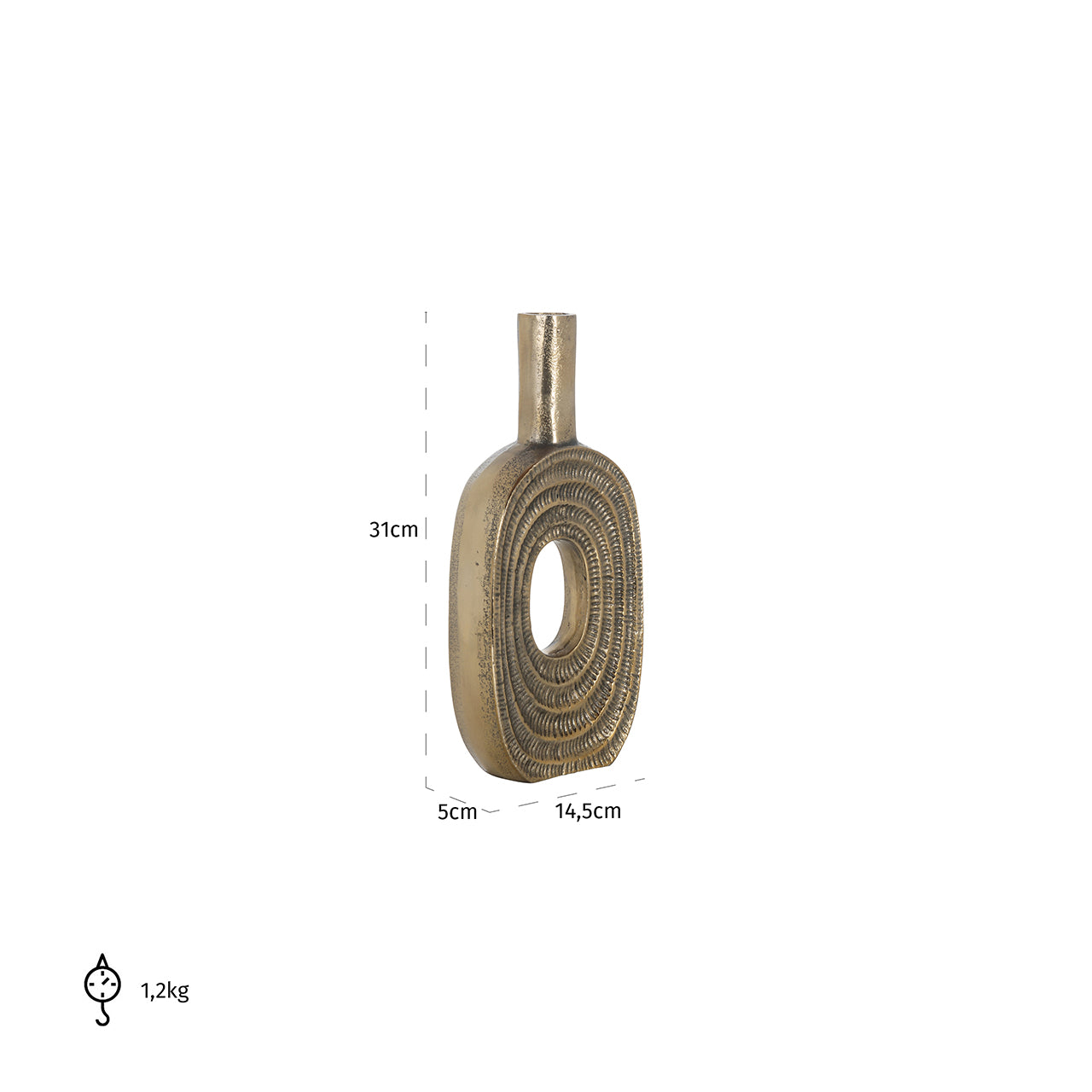 Vāze Richmond Interiors Emar small 31/14/5 cm zelts - N1 Home