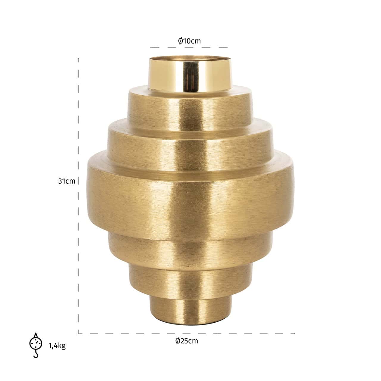 Vāze Akelei Richmond Interiors 25/25/31 cm zelts