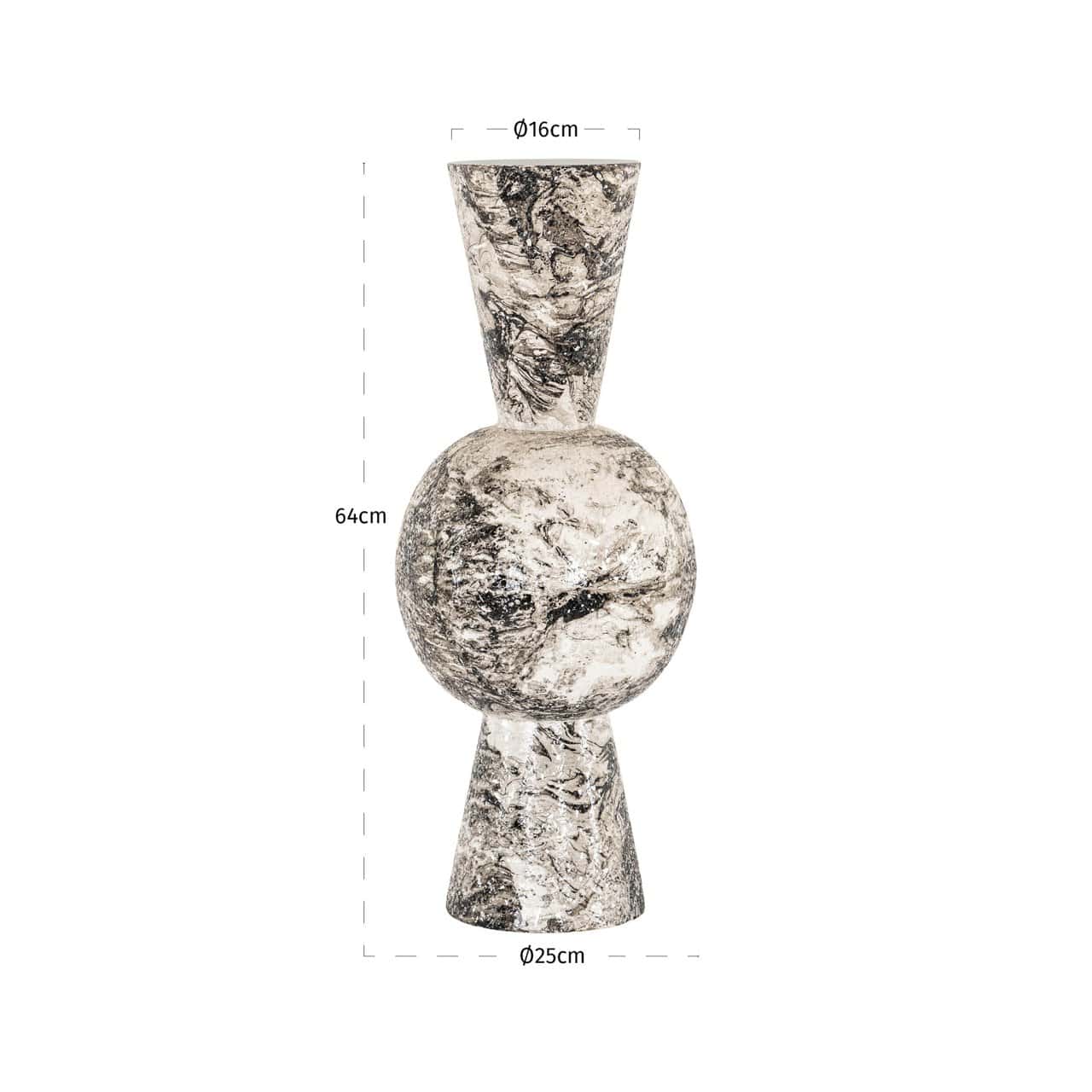 Vāze Florry Richmond Interiors 25/25/64 cm melns/balts