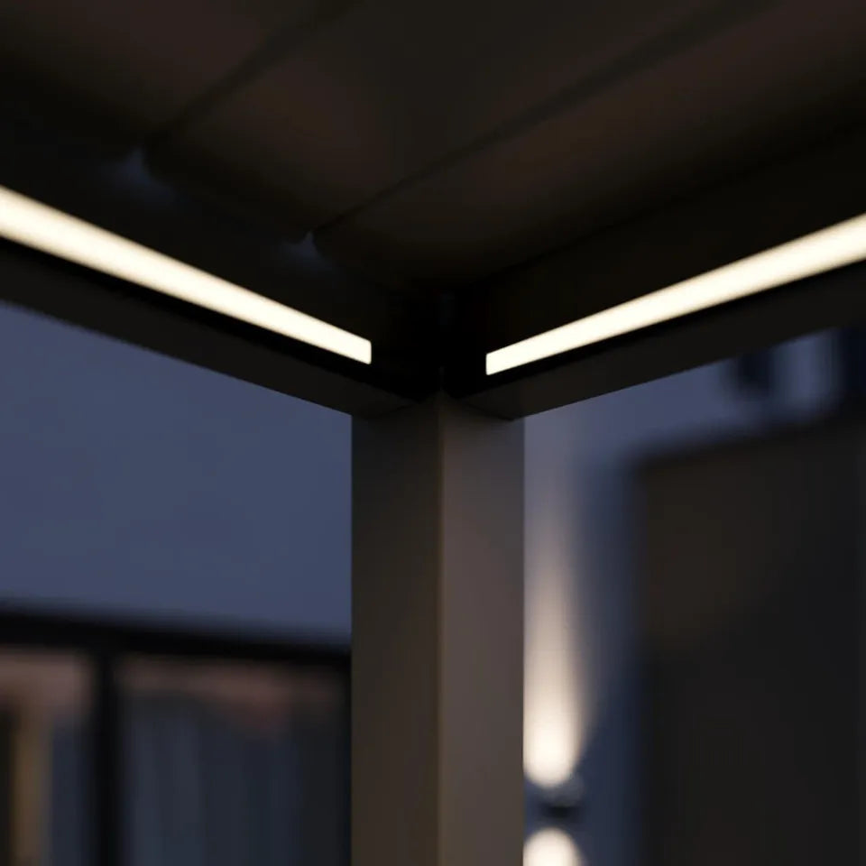 Bioklimatiskā terases pergola Elija AUTOMATIC 3x6 ar LED apgaismojumu 600/309/255 cm antracīts - N1 Home