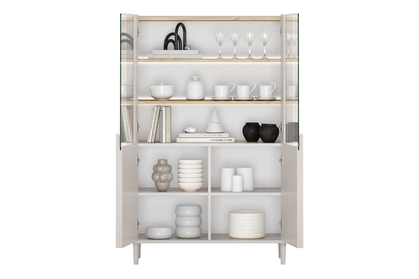 Vitrīna Amil 100/150/48 cm Kašmirs / Eļļots ozols - N1 Home