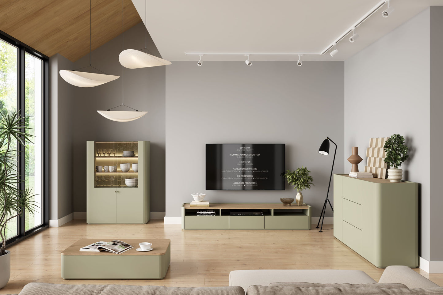 Vitrīna Elva 100/137,5/48 cm Eikalipts / Baltijas kāpu ozols - N1 Home