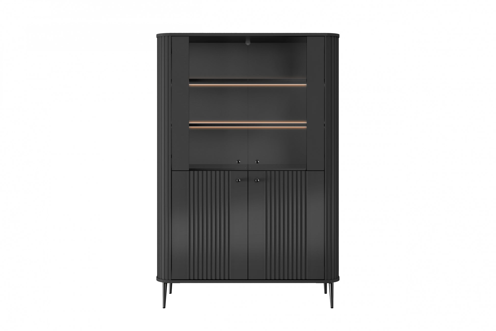 Vitrīnas skapis Vespa 103/156/38 cm melns/melns - N1 Home