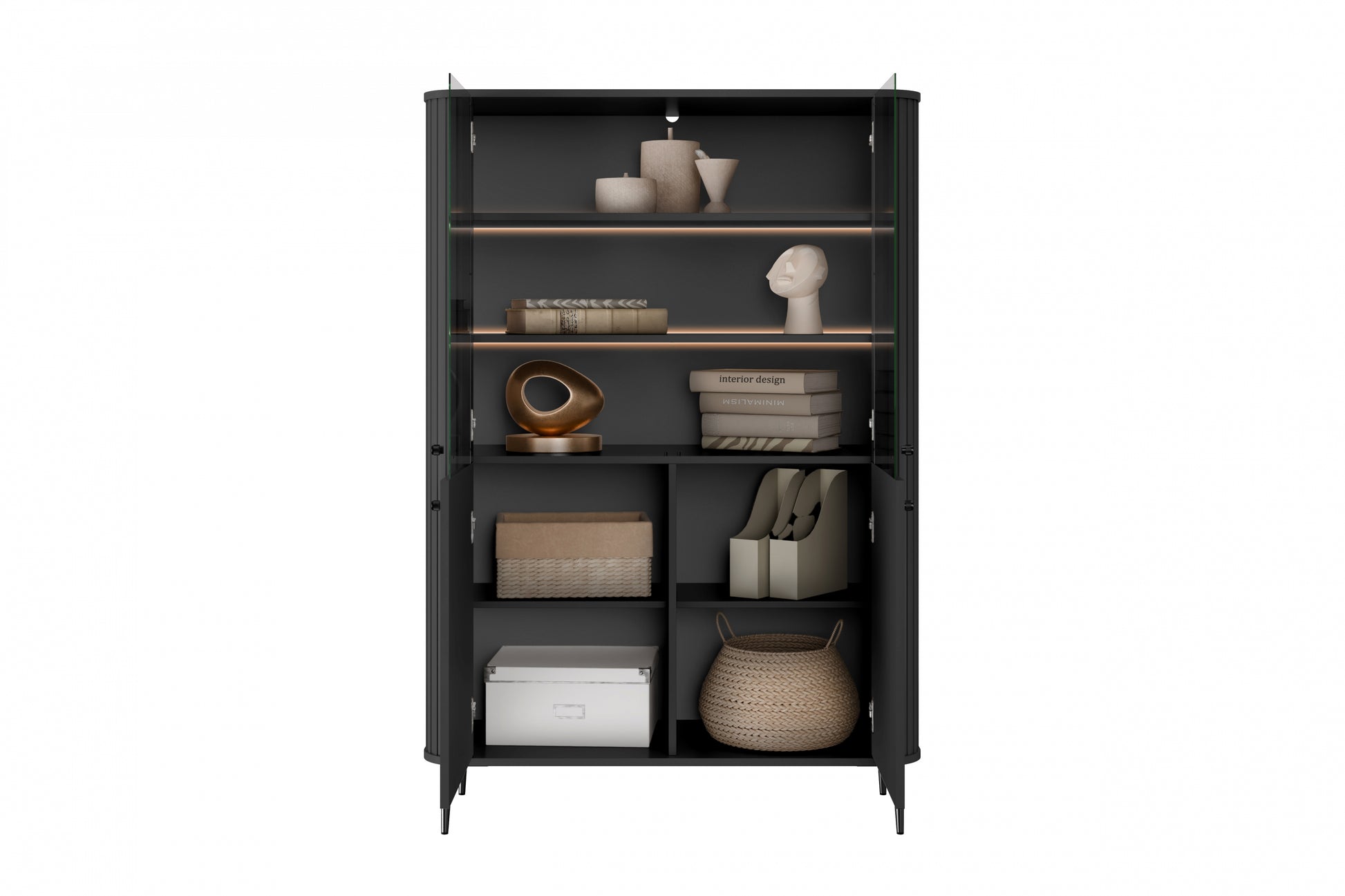 Vitrīnas skapis Vespa 103/156/38 cm melns/melns - N1 Home