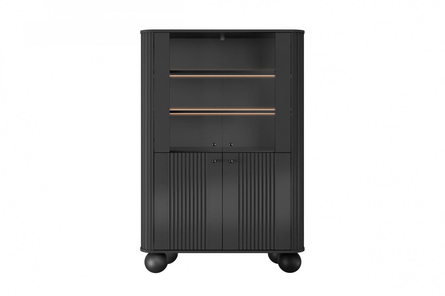 Vitrīnas skapis Vespa 103/153/38 cm melns/melns - N1 Home