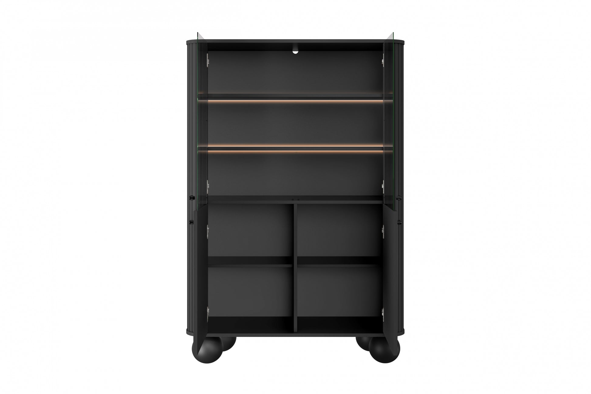 Vitrīnas skapis Vespa 103/153/38 cm melns/melns - N1 Home