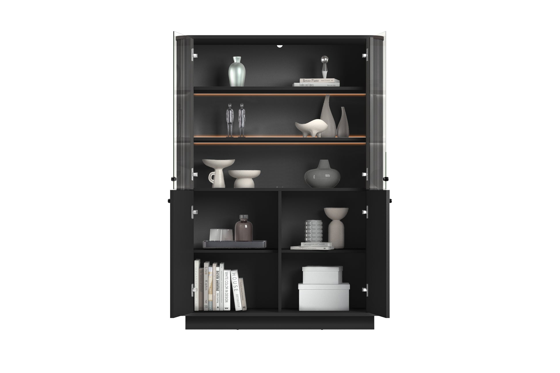 Vitrīnas skapis Vespa 103/148/38 cm melns/melns - N1 Home