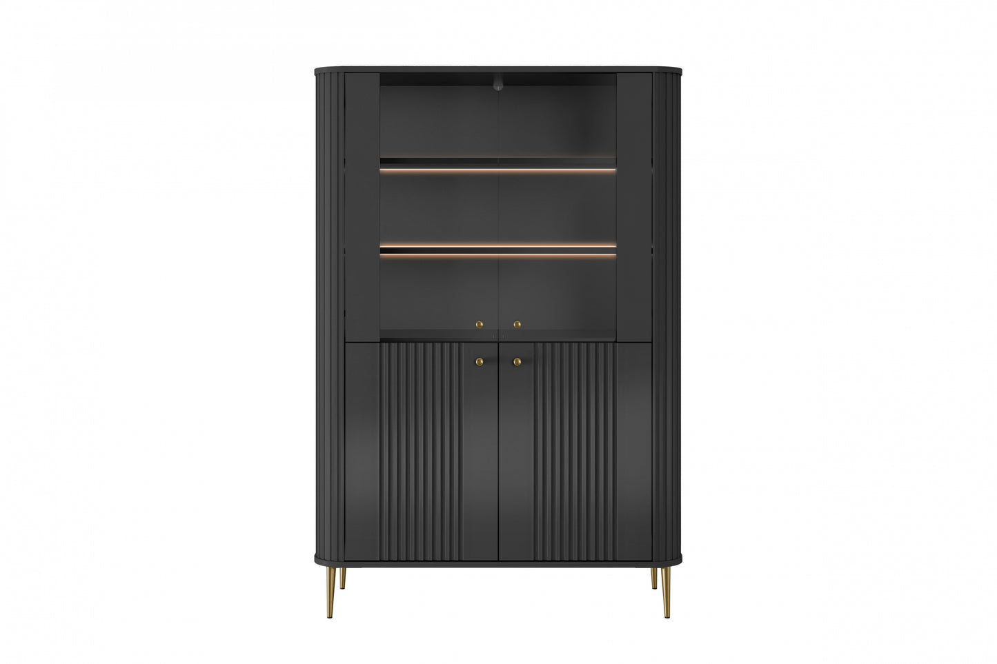 Vitrīnas skapis Vespa 103/156/38 cm melns/zelts - N1 Home